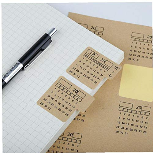 Beito 4 Blatt Kraftpapier Handwritten Kalender Notebook Index-Aufkleber Kalender Aufkleber Organizer Stationery