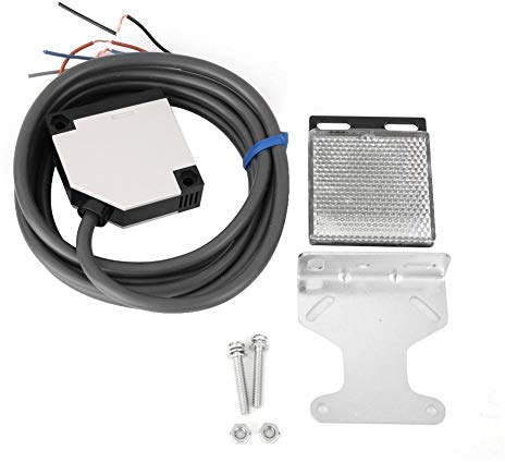 Keenso Reflexions Lichtschranke, E3JK-R4M1 Reflexions-Lichtschranke LED -Aktionsindikator Lichtschranke Spiegelreflexion Photoelektrischer Schalter 3,5m Erkennungsabstand (90-250V AC)
