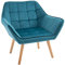 HOMCOM Poltroncina da Camera Design Scandinavo, Poltrona in Velluto e Legno, Color Petrolio, per Soggiorno o Ufficio, 67x61.5x71cm