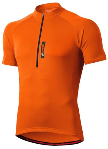 FEIXIANG Men’s Cycling Jersey, Short Sleeve Cycle Tops Riding Jerseys Biking Shirt Bicycle Clothes with Quick Dry Breathable Fabric Orange