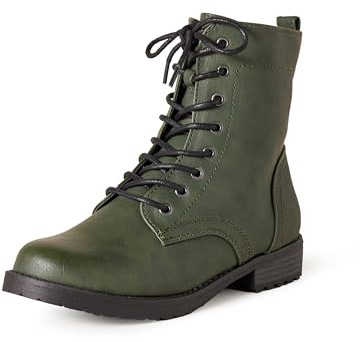 Amazon Essentials Women's Lace-Up Combat Boot, Green, 8