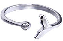 sis-woner 925er Silber Mode Glänzender Silber Fischschwanz Offener Ring