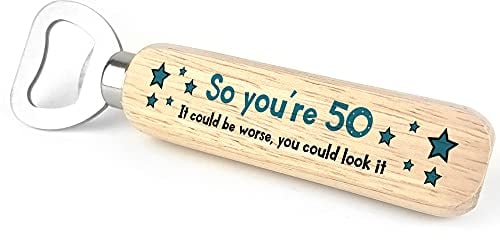 Funny 50th Birthday for Him Her Wooden Bottle Opener 50th Birthday Decor