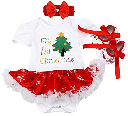 Odizli Disfraz de Navidad para bebé recién nacido, disfraz de Navidad, body de princesa, tutú, vestido+diadema+zapatos, juego de 3 piezas, ropa de bebé, fiesta de Navidad, ropa de invierno, Árbol de