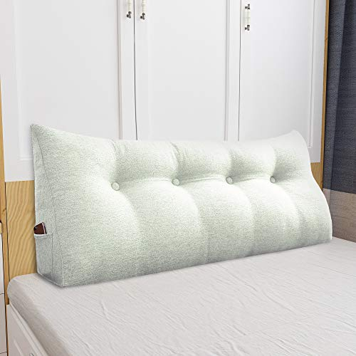 VERCART Bett Kopfteil Kissen Groß für Bett zum Anlehnen Ruecken Kissen Wandschutz Rückenkissen Bettkissen Dreieck Polster Rückenlehne Sofa Couch Weiß 120cm