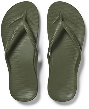 ARCHIES Arch Support Flip Flops for Men & Women – Orthotic Sandals for Plantar Fasciitis Relief – Lightweight, Cushioning, Shock-Absorbing Sandals for Walking, Foot Pain - Olive (UK 7)