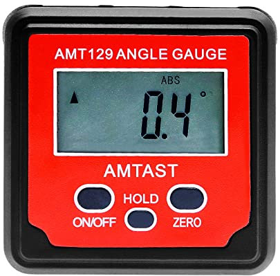AMTAST Digitaler Winkelmesser Aluminium digitale Winkelsucher mit LCD-Display Neigungsmesser mit ABS-Haltefunktion Inklinometer Level Box für Bau, Holzbearbeitung, Maschinen, Mauerwerk, Automobil