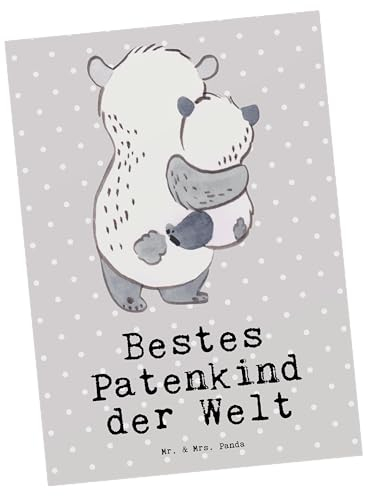 Mr. & Mrs. Panda Postkarte Panda s Patenkind - Geschenk, Geschenkidee, Schenken, Freude machen, Ansichtskarte, Patentante, Danke, Paten Kind,