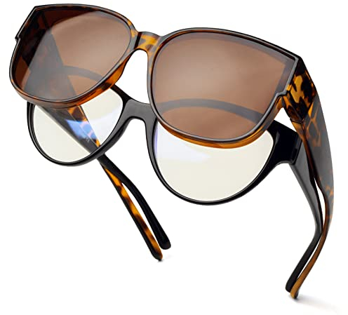 Face Shadow Polarisierte Überzieh Sonnenbrille Damen, Überbrille Sonnenbrille für Brillenträger, UV-Schutz Ultra Leicht Fit-Over Brille