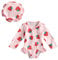 Badeanzug für Neugeborene, Baby, Mädchen, Einteiler, Bodysuit, Langarm, UV-Schutz, Badeanzug, Schwimmen und Sonnenhut, Erdbeerrosa, 6-9 Monate