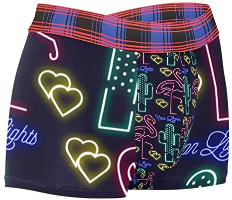 Caleçon respirant pour homme - Boxer personnalisé - Motif flamant rose fluo et cactus, multicolore, S-M