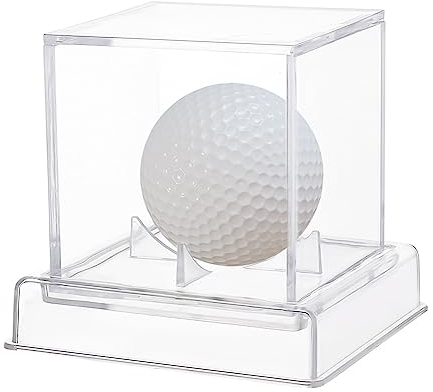 AHANDMAKER Golfball-Vitrine, quadratischer Acryl-Golfball-Halter, transparenter Staubschutz, Golfball-Displaybox mit transparentem Boden, abnehmbare Golfball-Aufbewahrungsbox, 10,7 x 10,7 x 9,5 cm