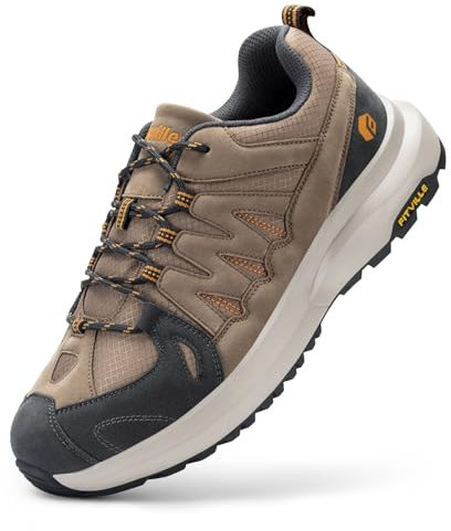FitVille Wanderschuhe Herren Extra Breit Leicht atmungsaktive Trekkingschuhe Weite Outdoor Schuhe rutschfeste Knöchel Bergschuhe Dämpfung Herren Sneaker mit Fußgewölbestütze Braun 47 EU X-Weit