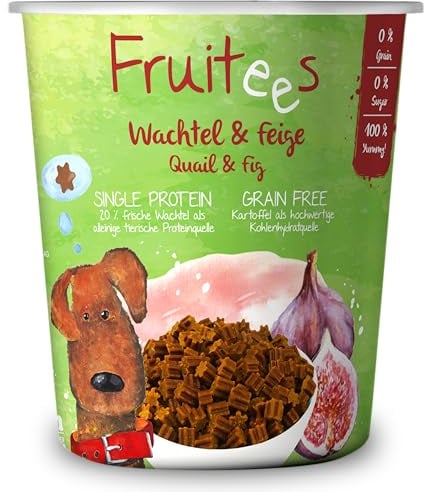 Bosch Finest Snack Concept Fruitees Frische Wachtel und Feige Ohne Getreide| softe Hundeleckerli für Training oder als Snack, herzhafte fleischige Leckerlies für alle Hunde| 4 X 200 G