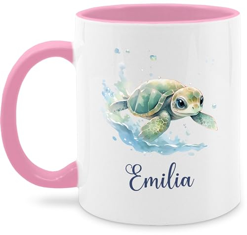 Tasse Tassen 325ml - Schildkröte mit Name personalisiert I Zootiere I Panzertier - 325 ml - Rosa - schildkrötentasse schildkrötentassen schildkröten turtle haferl schildkröten-tasse und