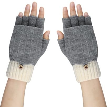 USB Heated Gloves Full and Half Finger Cover Knit Gloves Fingerless Heating Warm Gloves Winter Hands Warmer Gloves Washable Knitted Heated Hand Gloves Laptop Gloves Mitten for Women Winter Gift