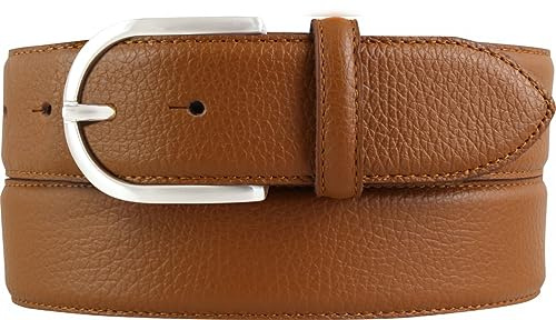 BELTINGER Damen-Gürtel aus gemasertem Leder mit Steppnaht 4 cm | Hochwertiger Ledergürtel mit Pigmentprägung 40mm Damen | Jeans-Gürtel mit runder Gürtelschließe4cm