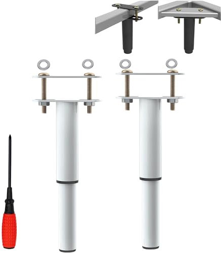 EURXLQ Pieds de Lit Réglables,Pieds Rétractables en Métal,Pieds de Support à Lattes Résistants Pied de Meuble Reglable pour Cadre de Llit,Placards,Canapés (2 Blanc, 15-25cm)