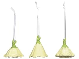 Generisch 3 Stück Glockenblumen aus Keramik Fensterdekoration zum hängen Keramikblumen hell gelb Blumen