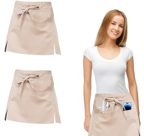 GUOYOU 2 Stück Kellnerschürze, Vorbinder Schürze Damen mit Tasche Taillenschürze Schürze Taille Backschürze Schürze Herren für Restaurant Bar Kochen Basteln Malen Backen