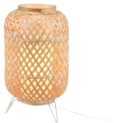 Alpinaluz Tischlampe aus Rattan, E27, nordischer Vintage-Stil, mit Lampenschirm und Diffusor aus transparentem Polycarbonat