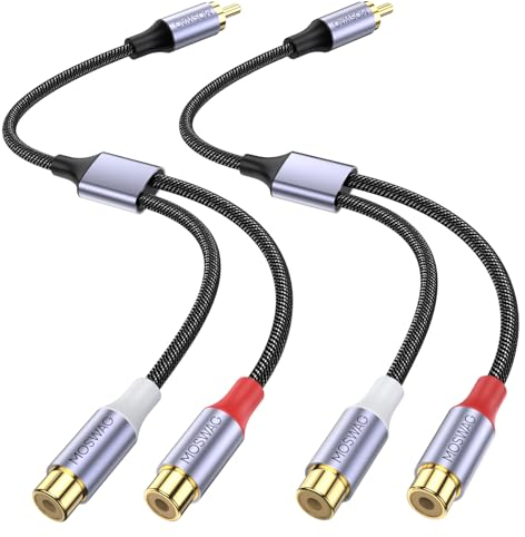 MOSWAG Cables Cinch Y Cable RCA RCA Adaptador RCA Macho a Doble RCA Hembra Cinch 1 Macho a 2 Hembra para Subwoofer, AMP, Tocadiscos, Receptor, Cine Casa