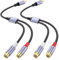MOSWAG RCA Y Splitter, RCA 1 Male to 2 Female Audio Y Speaker Adapter Splitter Cable (2 Pack) Compatible with Subwoofers, Speakers, Home Theatres