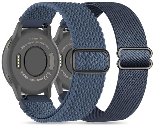 Wizvv 22mm Nylon Armband Kompatibel mit Garmin Venu 2/Venu 3/Vivoactive 4, Loop & Elastisch Geflochten Armband für Forerunner 265/255/255 Music Herren Damen