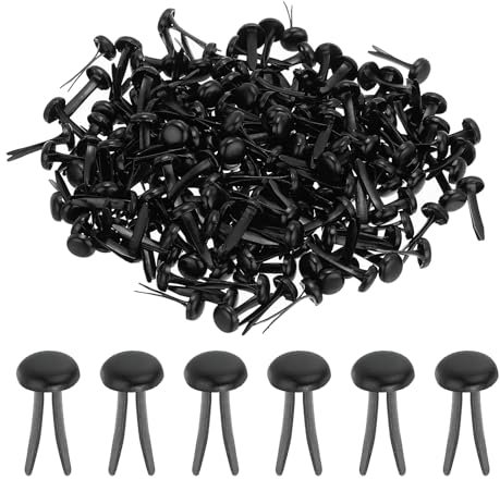 PATIKIL 200 Stück Musterbeutelklammern 4,5 x 8 mm Mini Brads Metall Rundkopfklammern Briefklammern Musterklammern Scrapbooking für Kunst Basteln Handwerk DIY-Projekte PapierSchwarz
