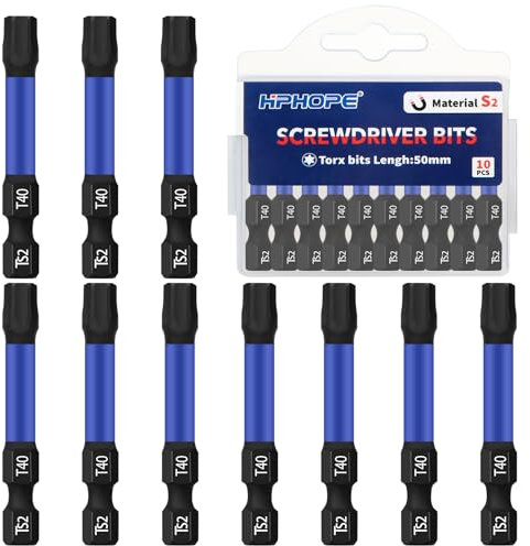 HPHOPE T40 Bit, Torx Bits T40, Bit-Sortiment, Länge: 50 mm, 10 Stück