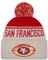 New Era San Francisco 49ers NFL 2024 Sideline Historic Sport Knit Beige Rot Bommelmütze - One-Size