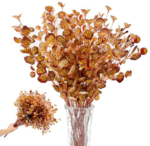 SNAIL GARDEN 2 fasci di 780 steli di eucalipto artificiale, steli artificiali di foglie d'autunno, bouquet di eucalipto artificiale, verde finto per decorazioni autunnali, decorazioni per la casa