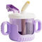 Weighted Straw Trainer Cup, Drinking Cup with Fliptop Straw | Weighted Straw Trainer Cup | Silicone Sippy Cup with Soft Spout, Leak-Proof, Clear Scale 300ml (Purple)