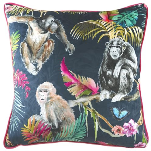 Evans Lichfield Jungle Monkey Kissen, Samt, paspeliert, federreich gefüllt