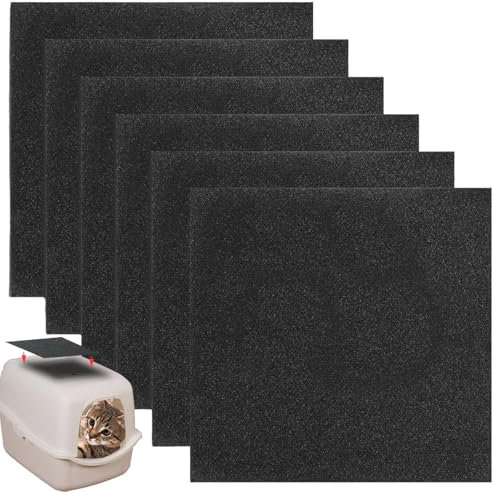 Reusable Carbon Cat Litter Filter - 6 Pcs Charcoal Filters for Litter Box, Tray Net for Odor Control and Air Purification