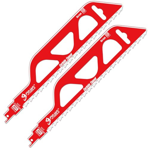 PAYA Säbelsägeblätter Sägeblatt aus Hartmetall (Karbid) für Porenbeton, Hohlziegel, Ziegelstein und Zementplatte – 305 mm, 2 Zähne pro Zoll (TPI), 2 Stück PY1501