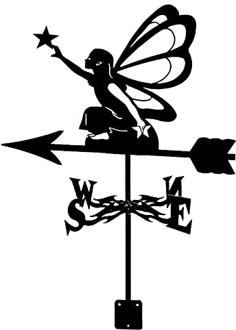 Girouette fée elfes sorcière ornement girouette indicateur de direction du vent Scène de ferme Jardin Girouette en fer avec revêtement antirouille résistant à la corrosion