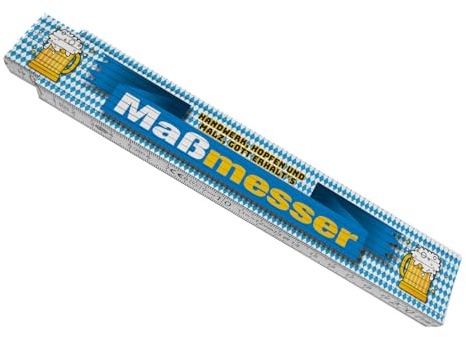 Meterstab aus Holz Handwerk Hopfen Malz für Bayern-Fans in Blau-Weiß für humorvolle Maßarbeiten