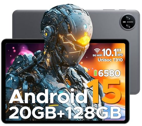 DOOGEE Tab A9 Pro Tablet Android 15, 20GB + 128GB/2TB Tablet 10 Pollici, 6580mAh Tablets Gaming, Unisoc T310, Dual Speaker, 5G WiFi, 8MP Camera, Type-C, GMS, BT 5.0, Face ID, 3.5 mm Headphone Jack