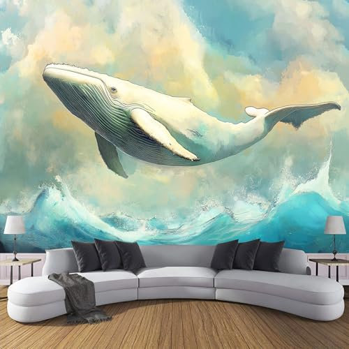 Ölgemälde Wal Fototapete - Wellenlandschaft - Größe 350X256Cm (Breite X Höhe) Wandtapete Tapete, Wandbild Wandtattoo Dekoration - Tapete, Kinderzimmer, Kindertapete