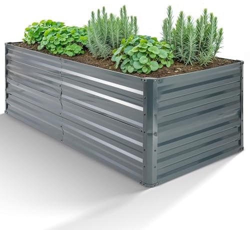 Arebos Hochbeet Metall 180x90x79 cm | Gartenbeet aus verzinktem Stahl | Pflanzbeet wetterfest & rostfrei | Rechteckiges Gemüsebeet für Garten & Terrasse | Hochbeet Bausatz ohne Boden