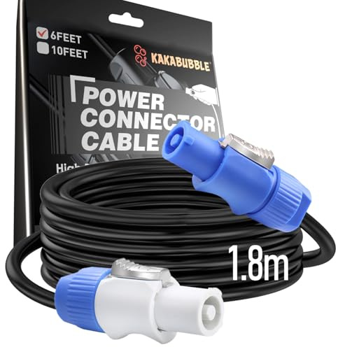14 AWG PowerCon Stromkabel - AC PowerCon Eingang zu PowerCon Ausgang 14AWG 3-poliges Verlängerungskabel für LED-Bildschirme, Moving Head Lichter, Bühnenbeleuchtung, Audio-Video-Ausrüstung (1.8m)