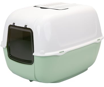 ACE Hooded Cat Litter Tray Box, PRIMA Cat Toilet Box with Door and 2 Activated Carbon Filters against bad odours, 39,5 x 52,5 x 38 cm., mixed colours