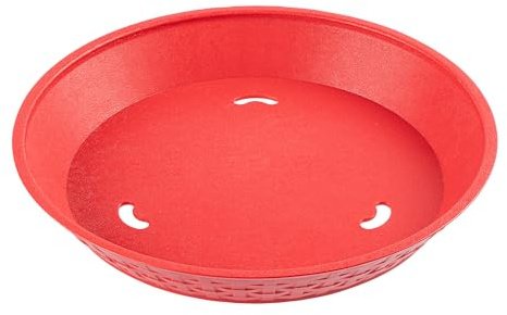 Restaurantware Runde Servierkörbe, 10 Stück, 30,5 x 4,5 cm, Ablaufschlitze, mikrowellengeeignet, spülmaschinenfest, stapelbar, Kunststoff, rot, Serviertabletts für Restaurants, Catering und zum