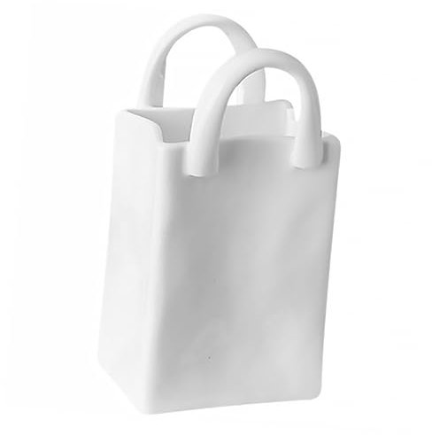 ABOOFAN Vaso in Ceramica Forma Borsa Portapennelli Trucco Capacità Decorazione Floreale Per Ufficio e Casa Design Moderno Elegante