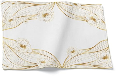 CEVAN Set de Table Coton Lin New York sous Plat Assiette Fleur Lot de 8, Napperon 32x42cm