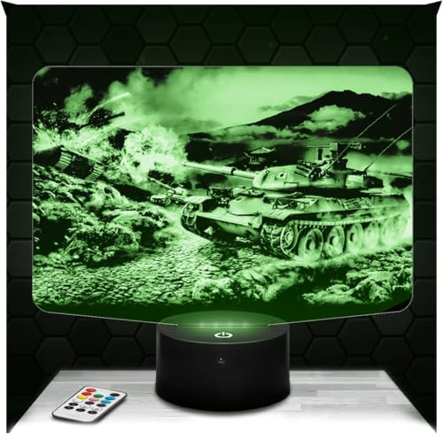 Lampephoto.fr - Lampe W. of Tanks 3D Touch Nachtlicht Videospiele | Made in France, Sockel wählbar, dimmbar, Batterie/USB, HD-Lasergravur, Geschenk für Gamer & Geeks