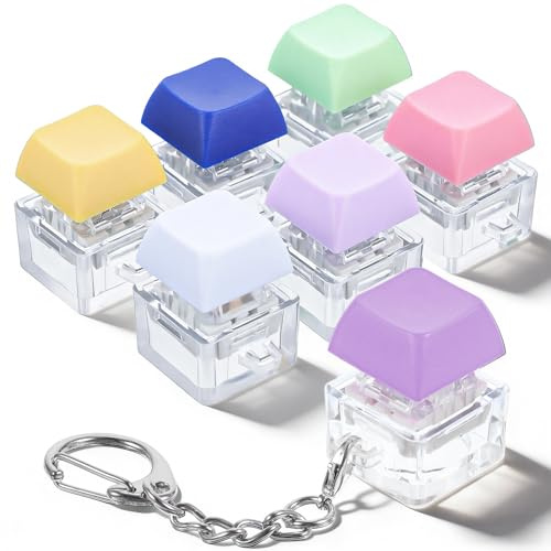 Mabor 6 Stück Tastatur Fidget Schlüsselanhänger | Fidget Tastatur Spielzeug mit Tastenkappen und Knöpfen für Stressabbau und Zeitvertreib