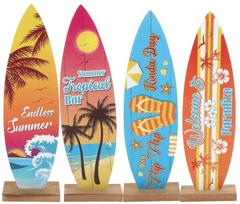HOMOCONO Surfbrett Holzfigur als Sommerliche Tischdeko und Schrankdekoration Handgefertigt für Mediterrane Innenräume und Feierlichkeiten