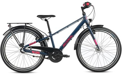 S’COOL troX pro Mountainbike 20,24,26 Zoll, 3-Gang Nabenschaltung, Alu-Hardtail, für Schule & Gelände, Kinder 6–9 J. (Blue/Pink, 24 Zoll)